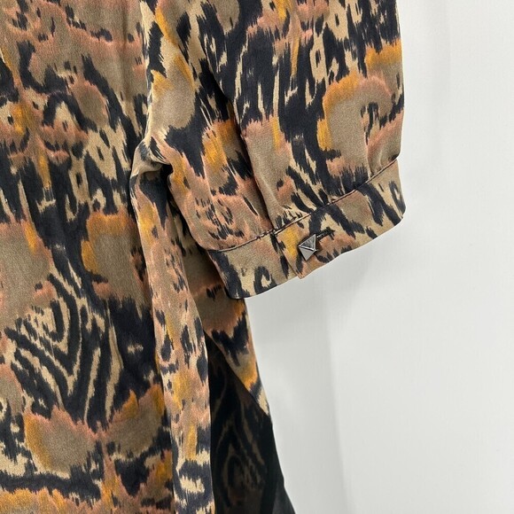 LINE & DOT Revolve Brown Black Square Button Up Shoulder Cut Out Sleeve Small - Picture 4 of 5